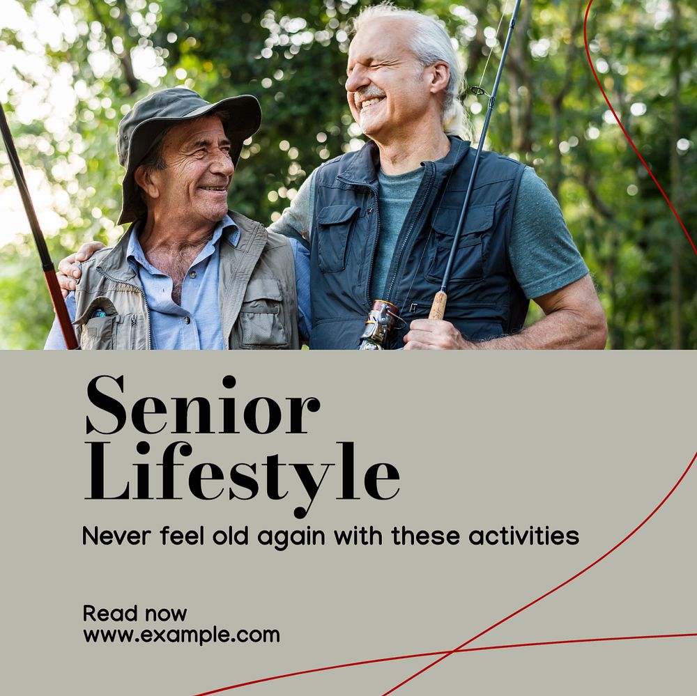 Senior lifestyle Instagram post template, editable design