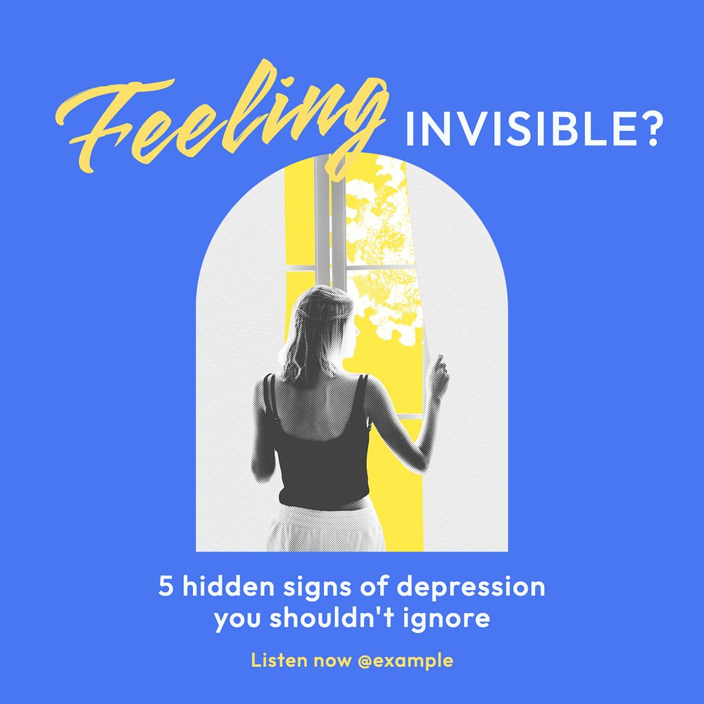 Depression signs Instagram post template, editable text