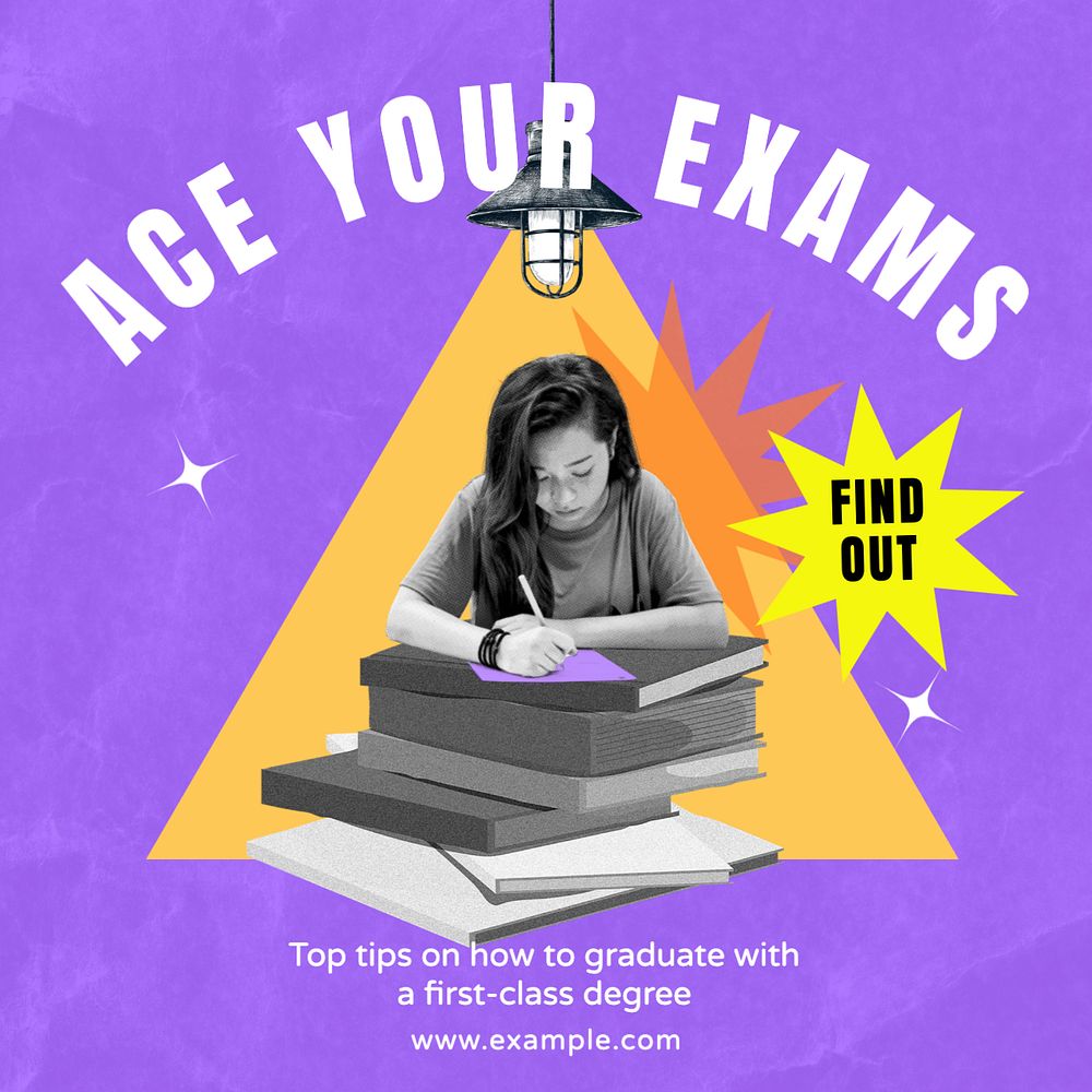 Ace your exams Instagram post template, editable text