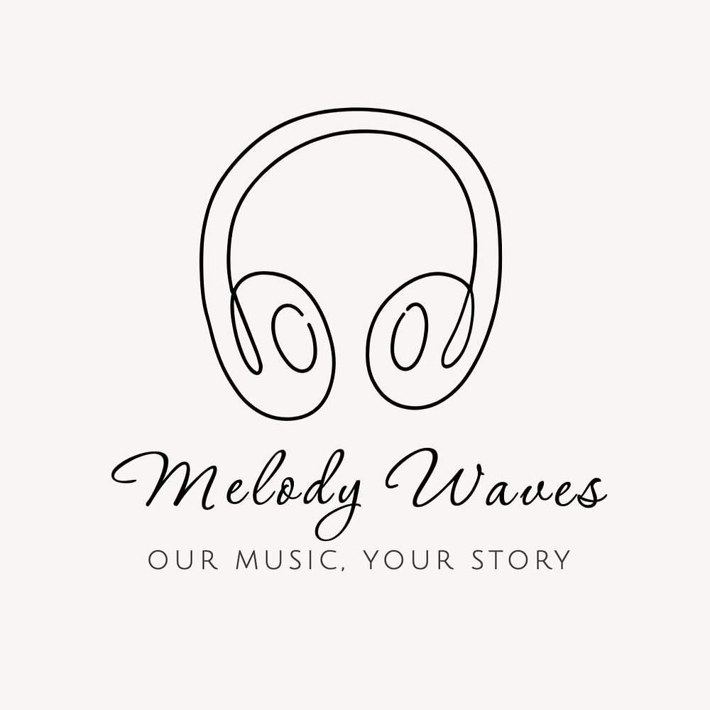 Music headphones editable logo, minimal line art design