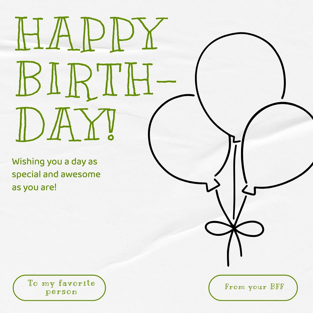 Happy birthday! Instagram post template, editable text