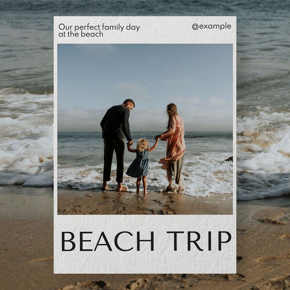 Beach trip  Instagram post template, editable text