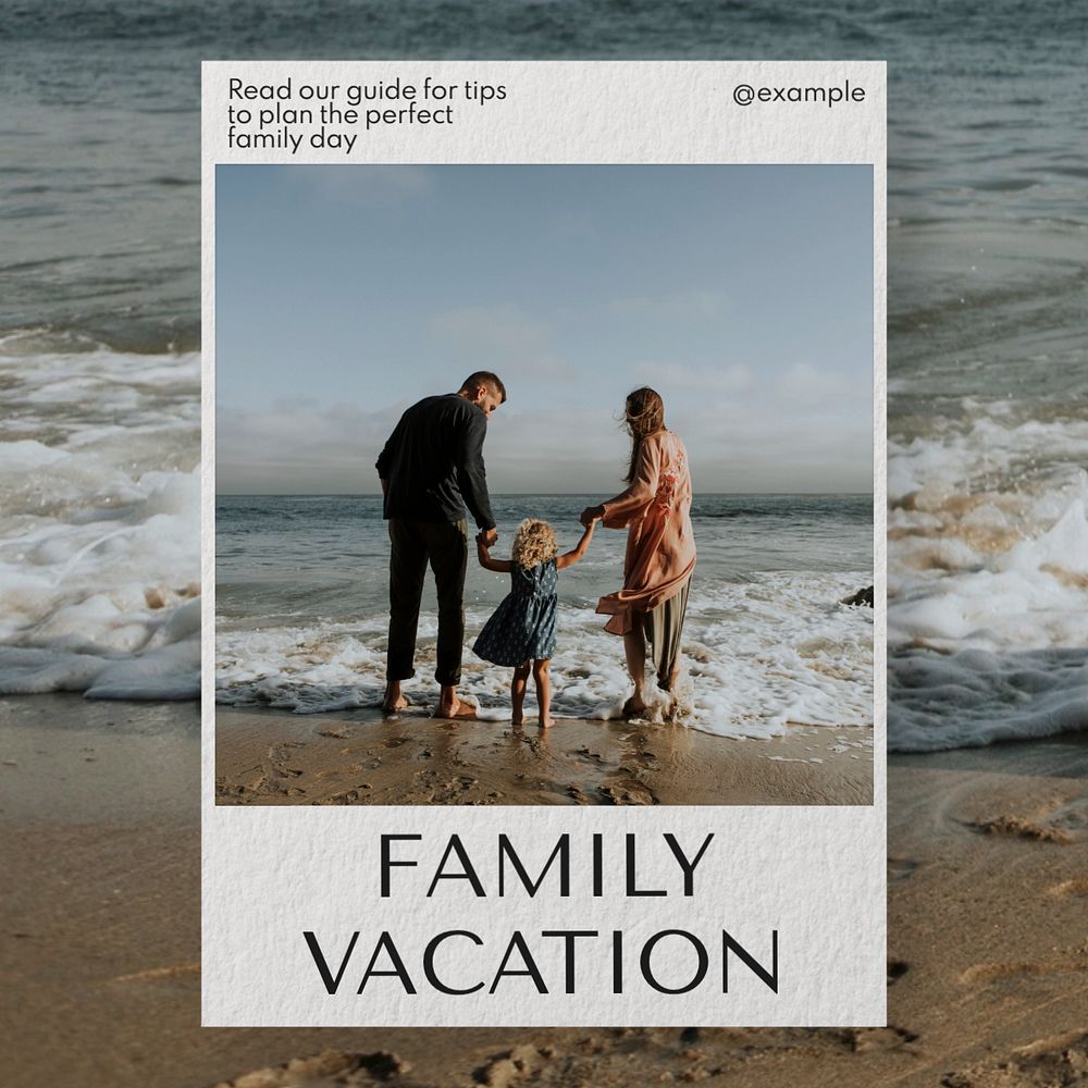 Family vacation  Instagram post template, editable text