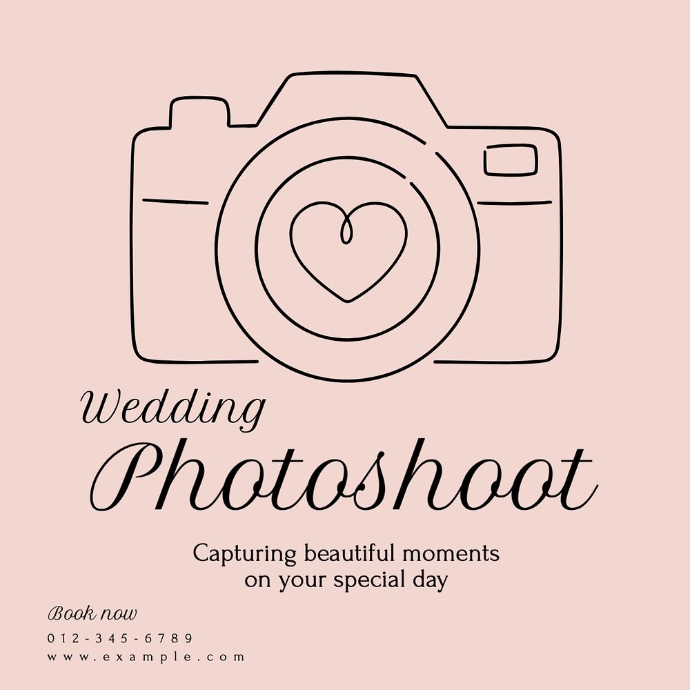 Wedding photos Instagram post template, editable text