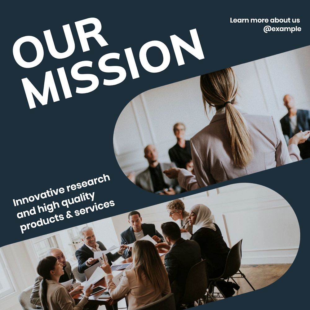 Our mission  Instagram post template, editable text