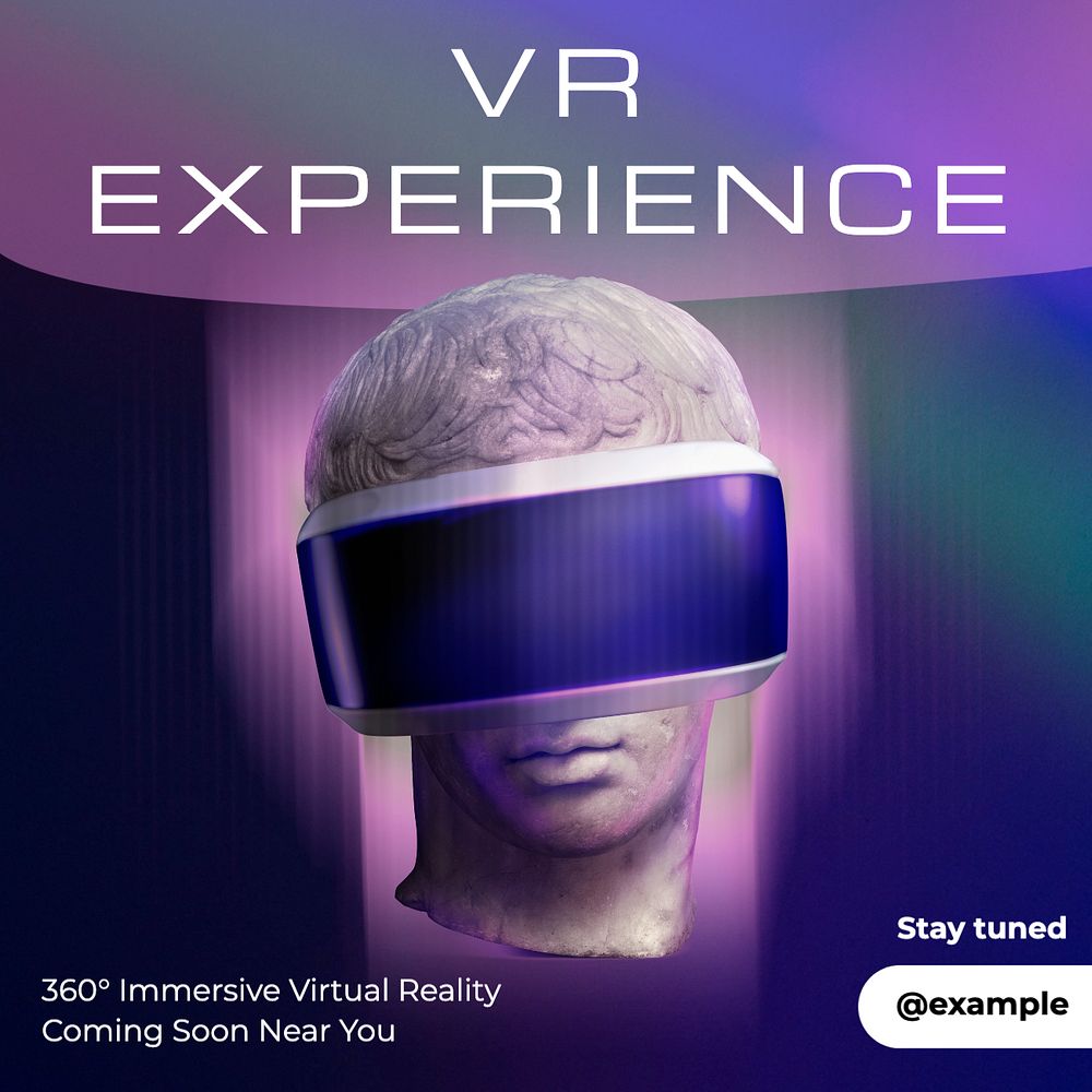 VR experience Instagram post template, editable text