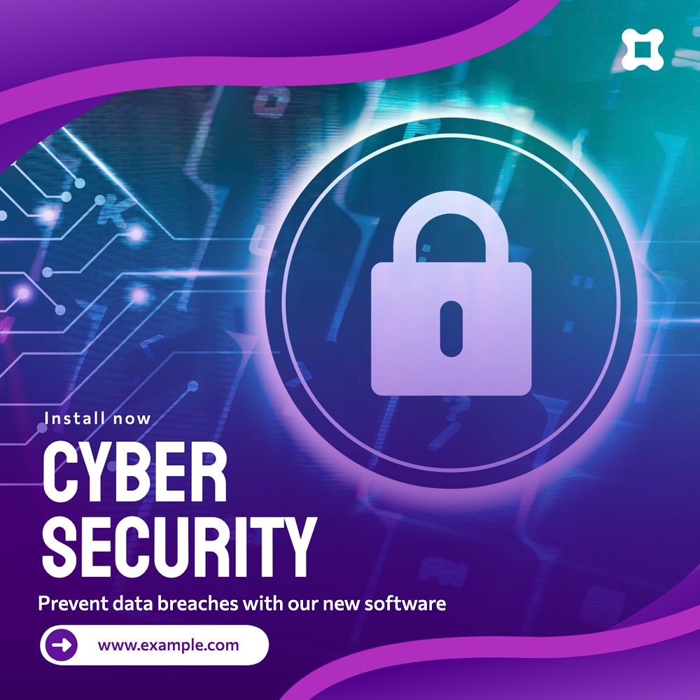 Cyber security Instagram post template, editable text