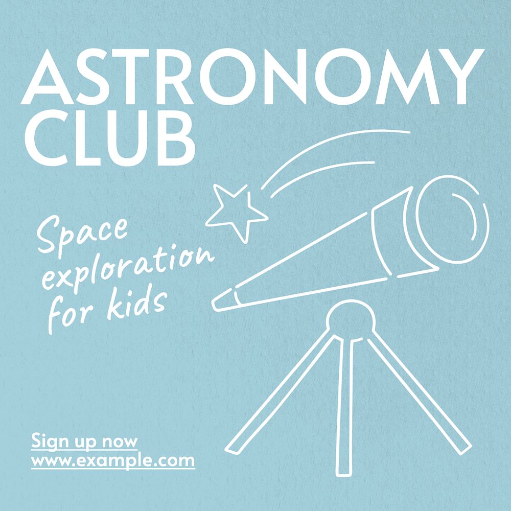 Astronomy club Instagram post template, editable text