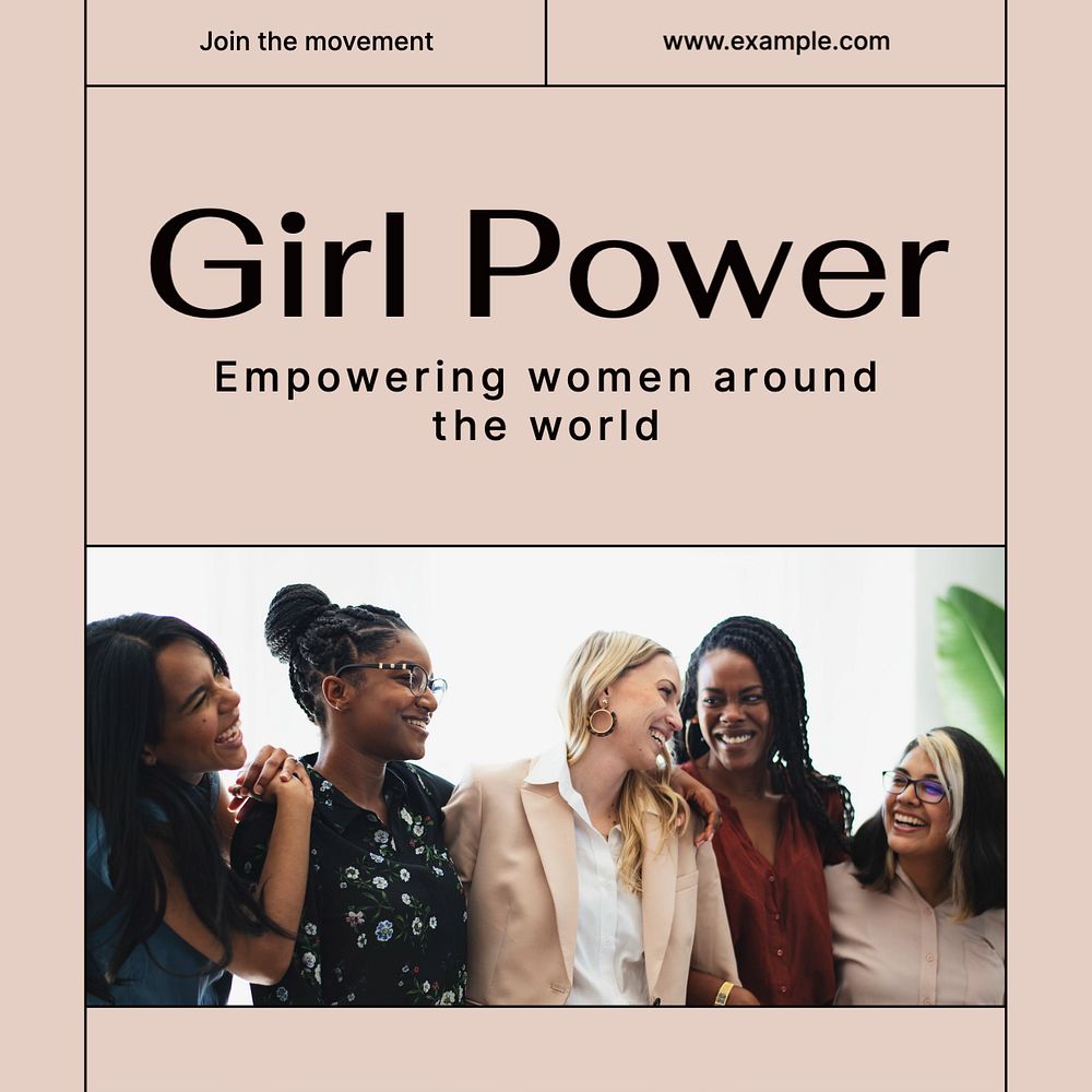 Girl power Instagram post template, editable text