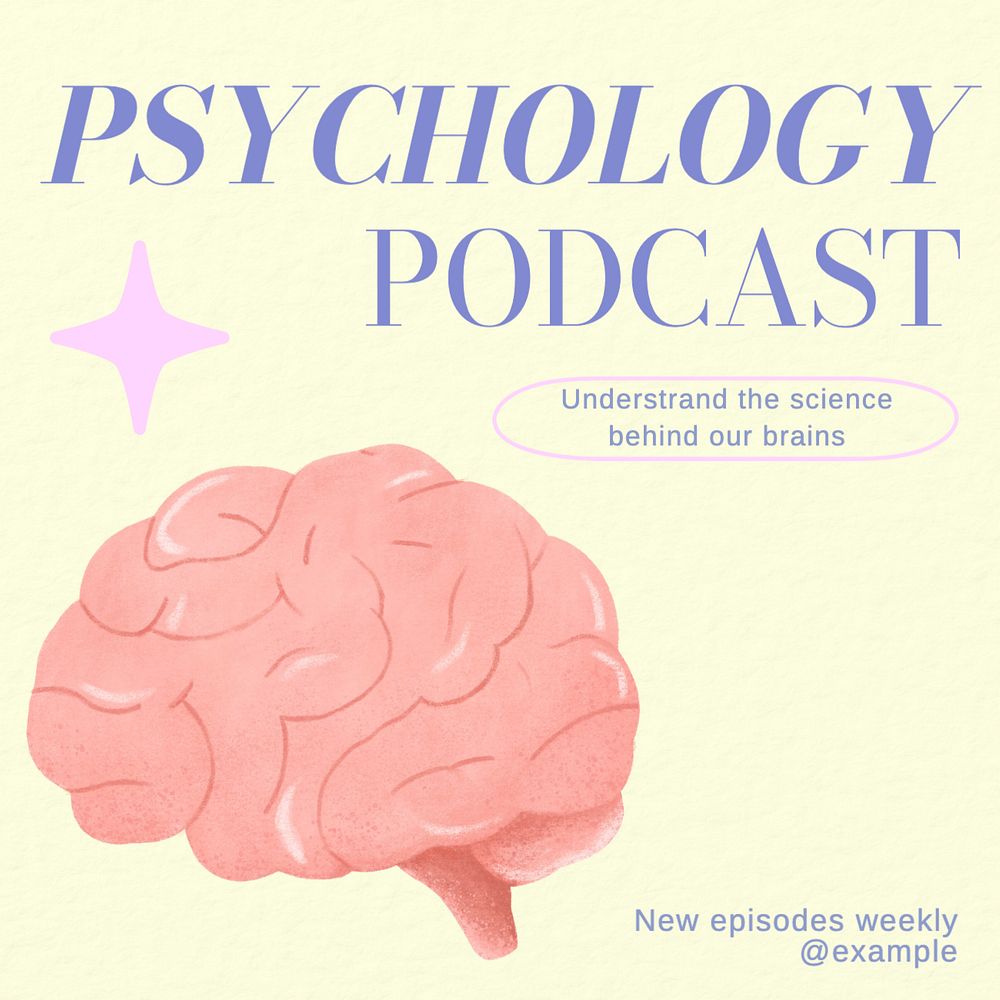 Psychology podcast Instagram post template, editable text