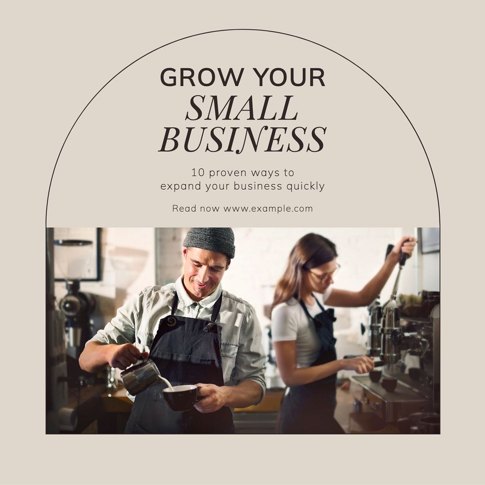 Grow small business Instagram post template, editable text