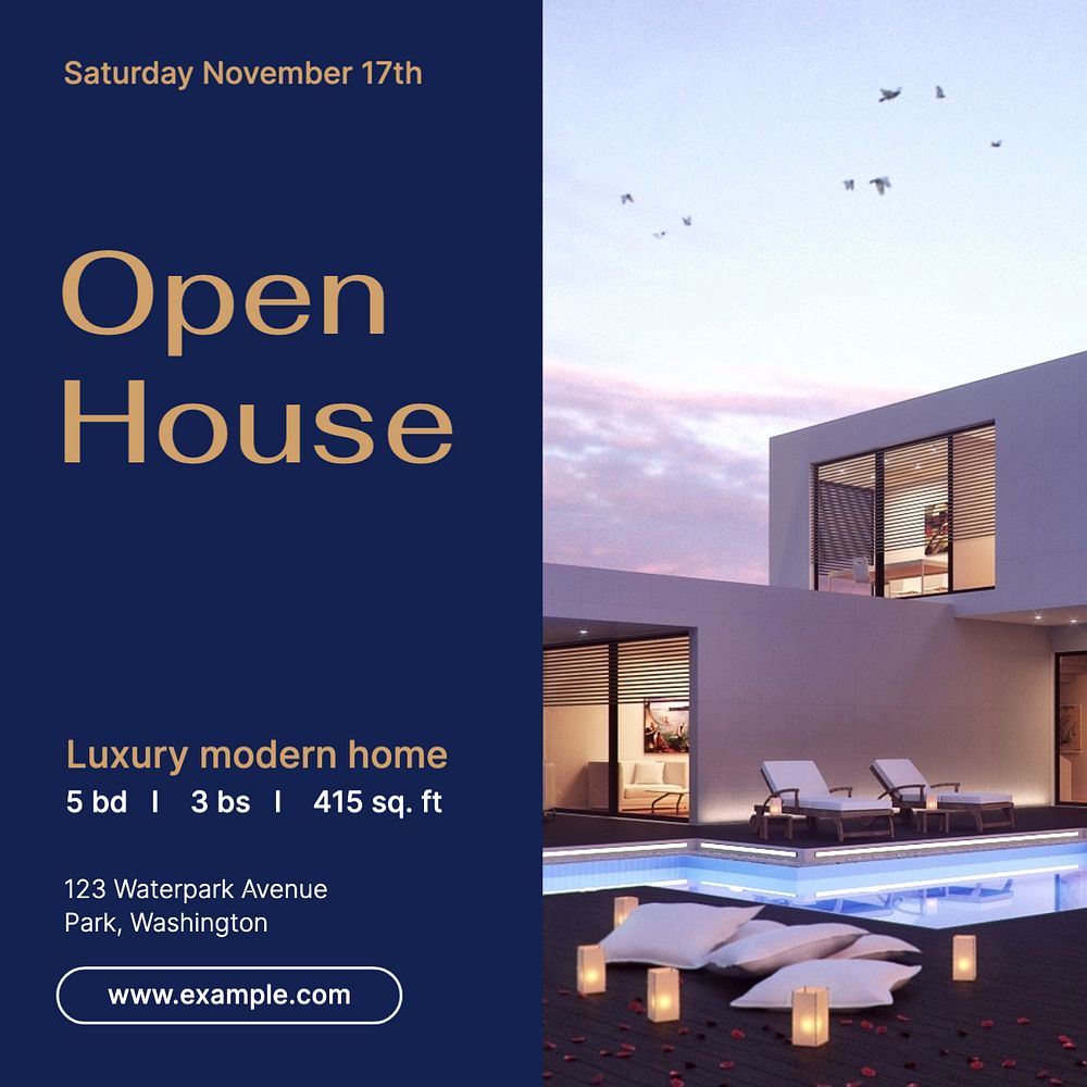 Open house Instagram post template, editable text