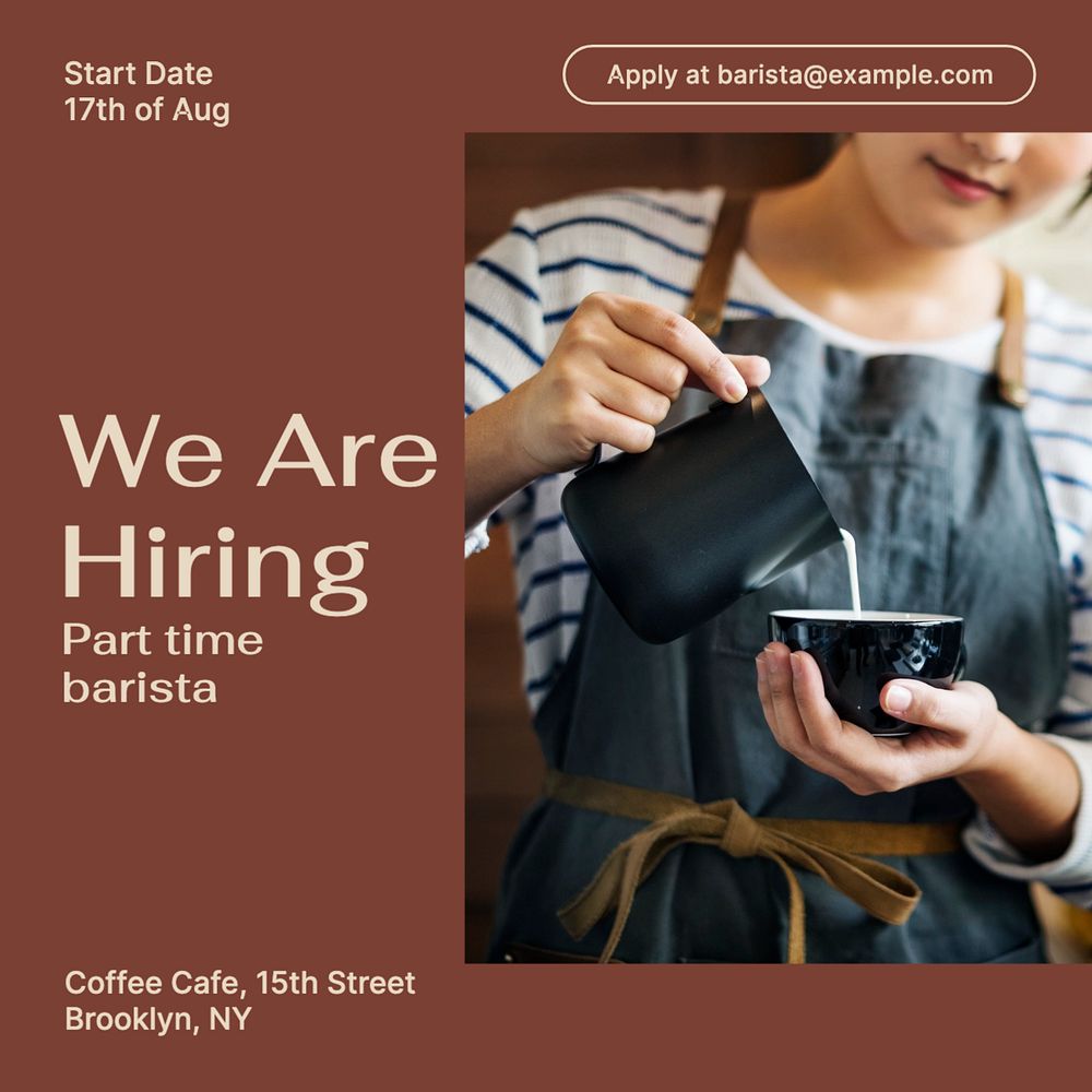 We are hiring Instagram post template, editable text