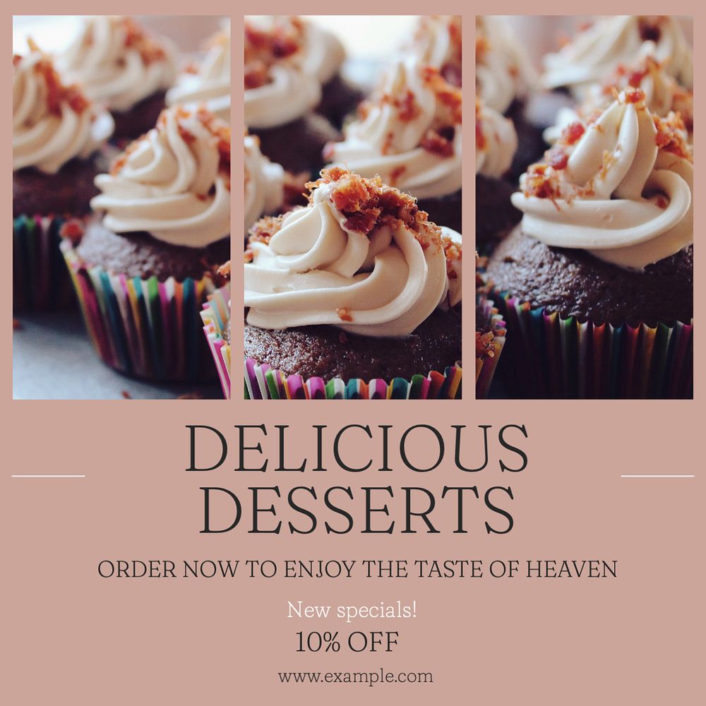 Delicious dessert Instagram post template, editable text