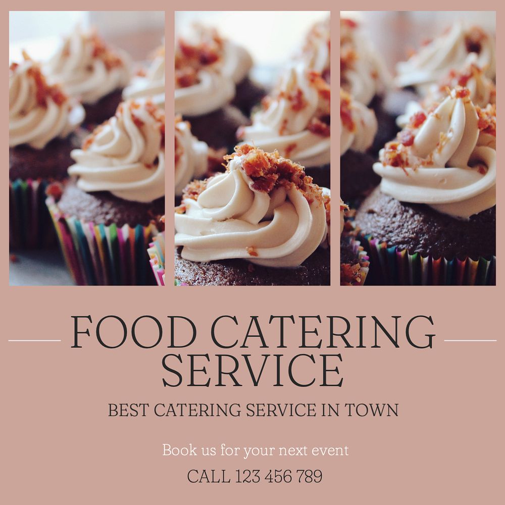 Food Catering Service Instagram post template, editable text