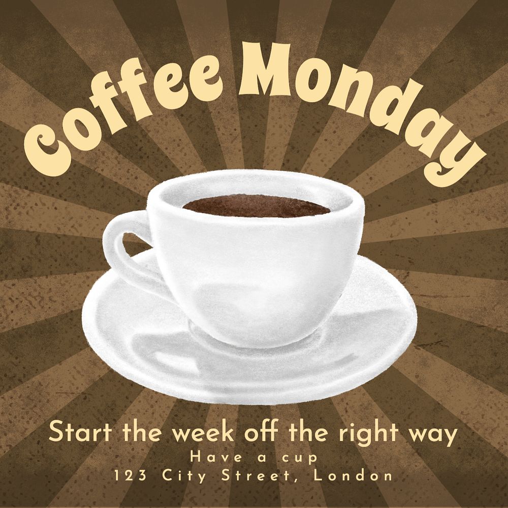 Coffee Monday Instagram post template, editable text