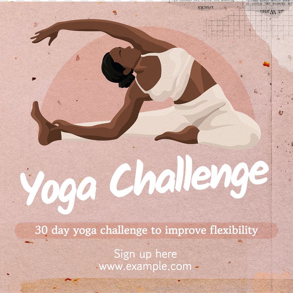 Yoga challenge Instagram post template, editable text