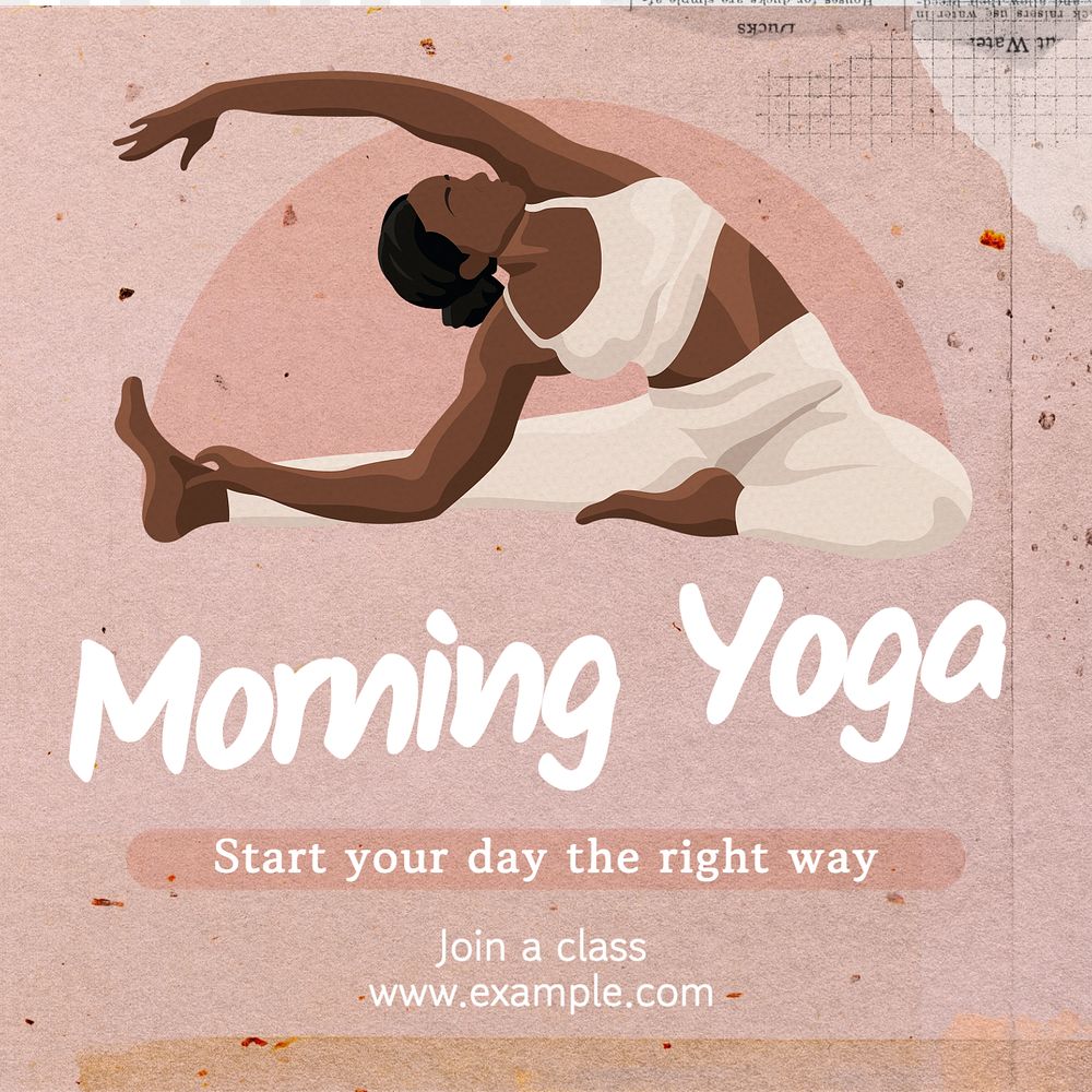 Morning yoga Instagram post template, editable text