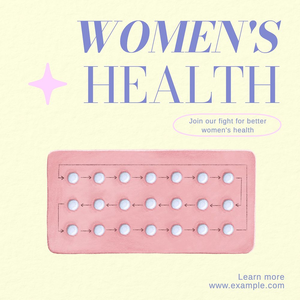 Women's health Instagram post template, editable text