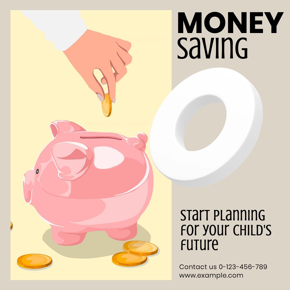 Saving money Instagram post template, editable design