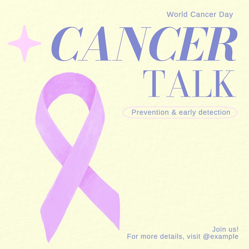 Cancer talk Instagram post template, editable text