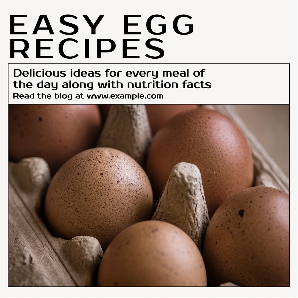 Easy egg recipes Instagram post template, editable text