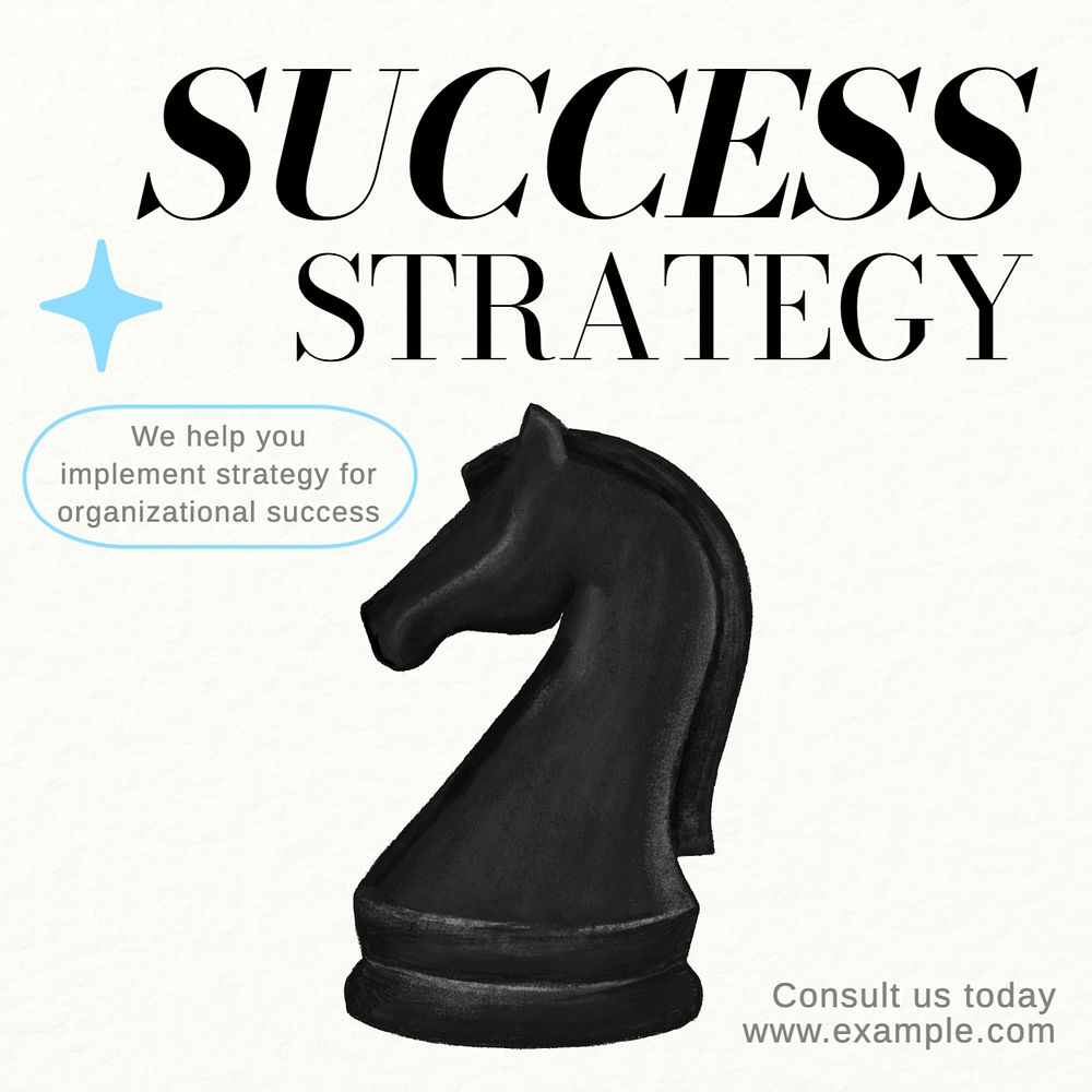 Success strategy Instagram post template, editable text