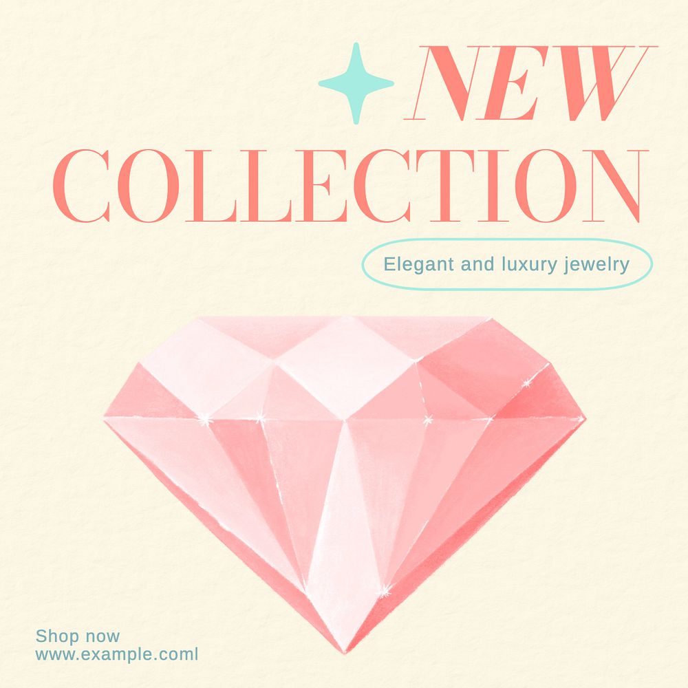 New jewelry collection Instagram post template, editable text