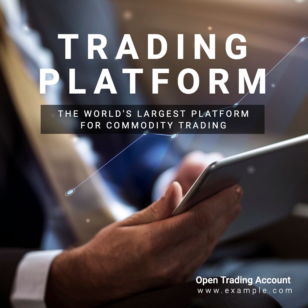 Commodity trading platform  Instagram post template, editable text