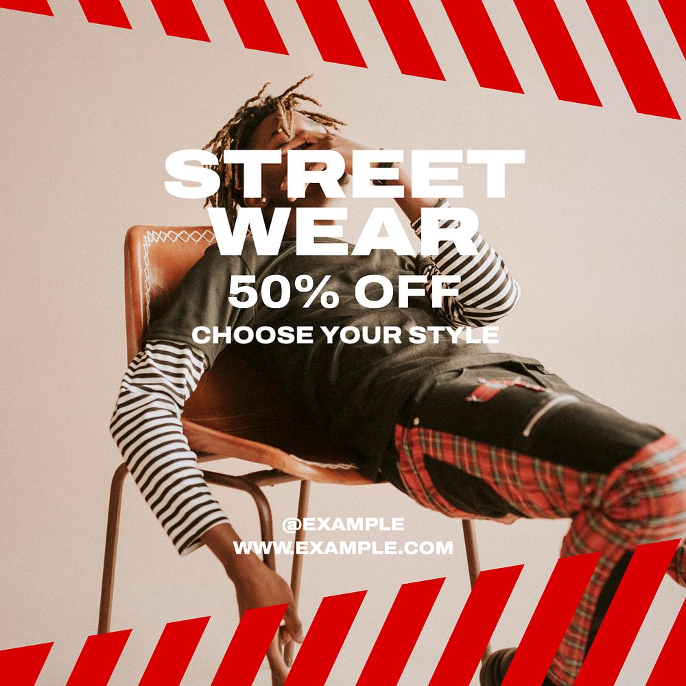 Streetwear sale  Instagram post template, editable text