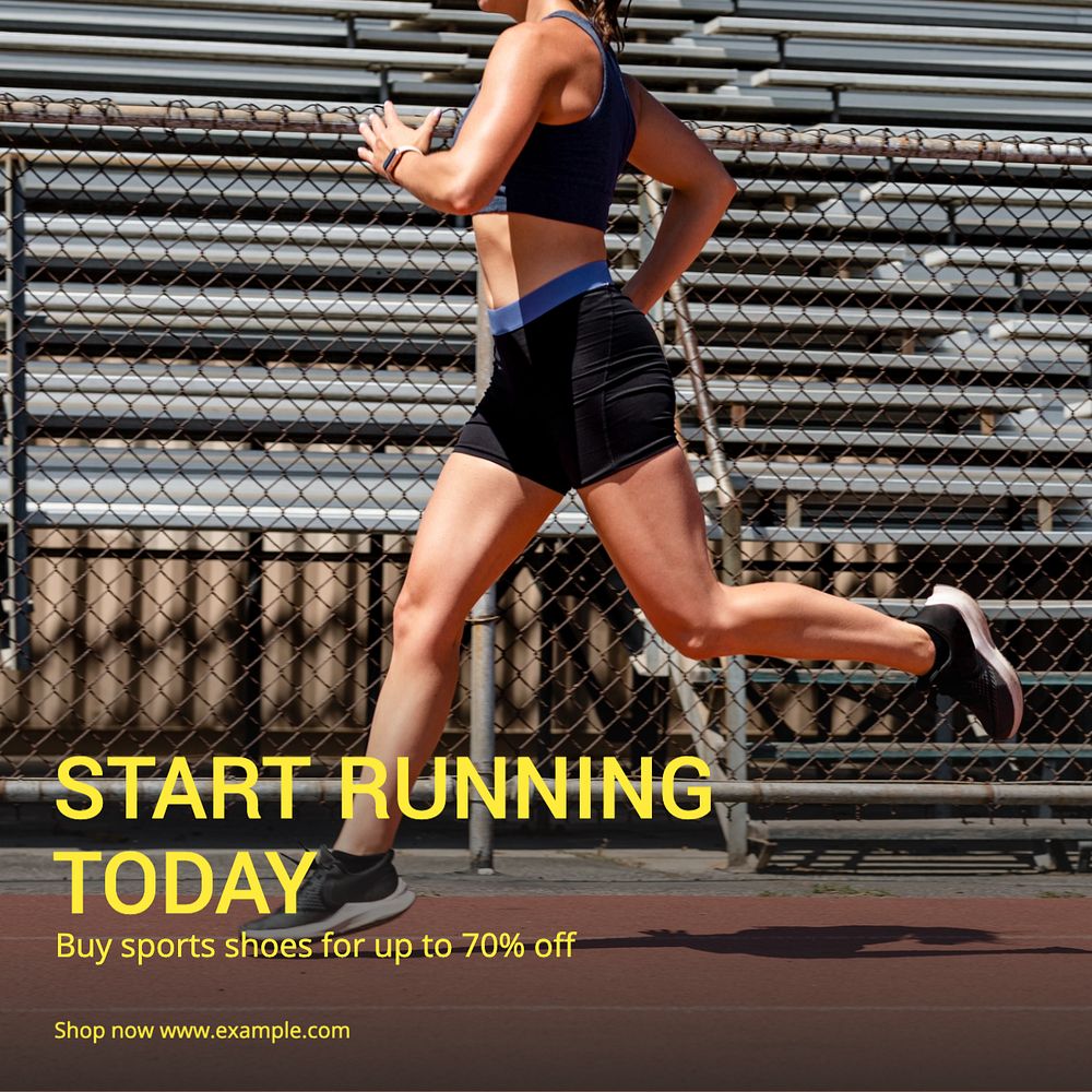 Start running today Instagram post template, editable text