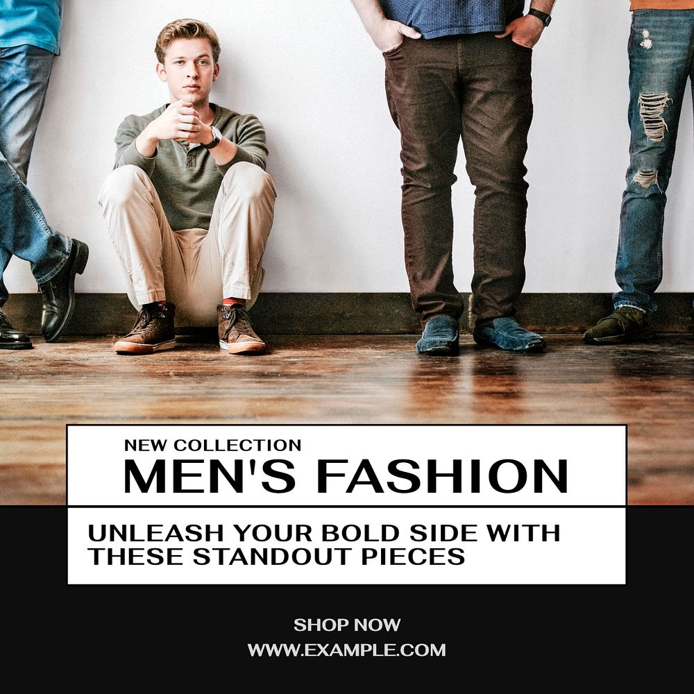 Men's fashion Instagram post template, editable text