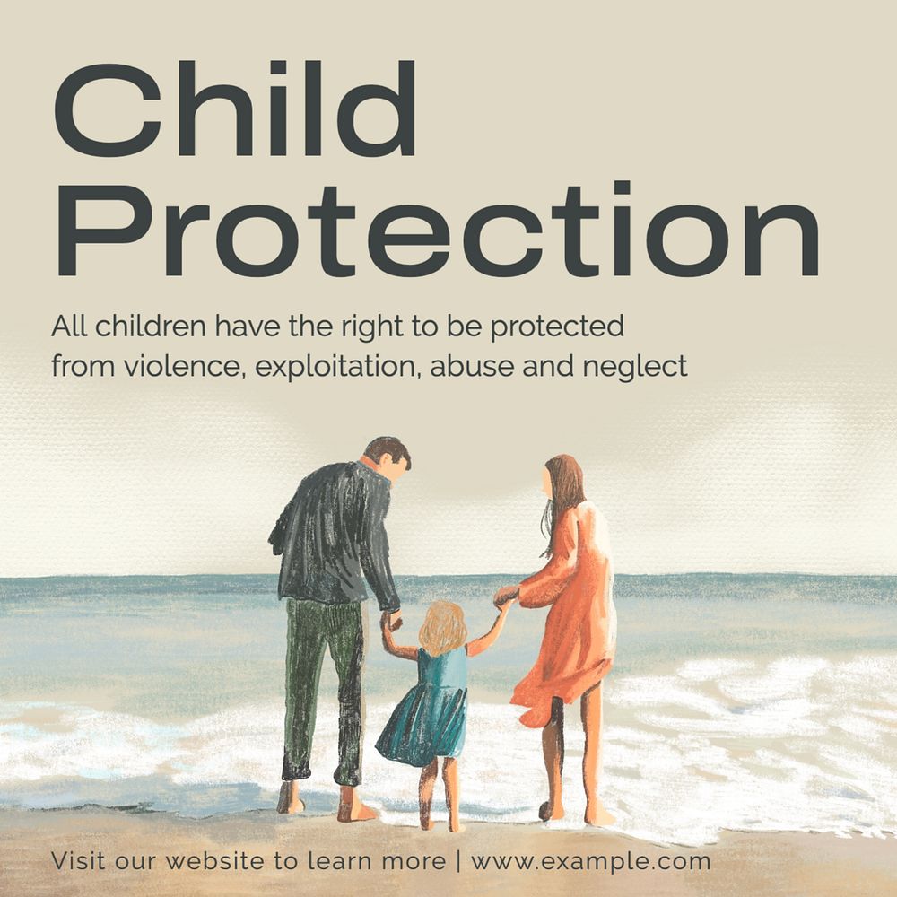 Child protection Instagram post template, editable text