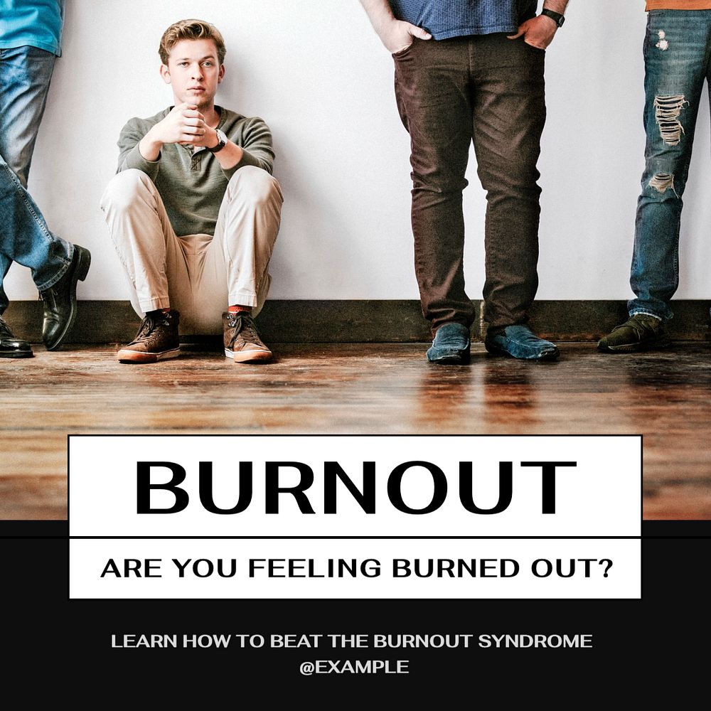 Burnout & stress Instagram post template, editable text