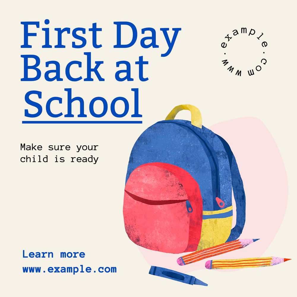 Back to school Instagram post template, editable text