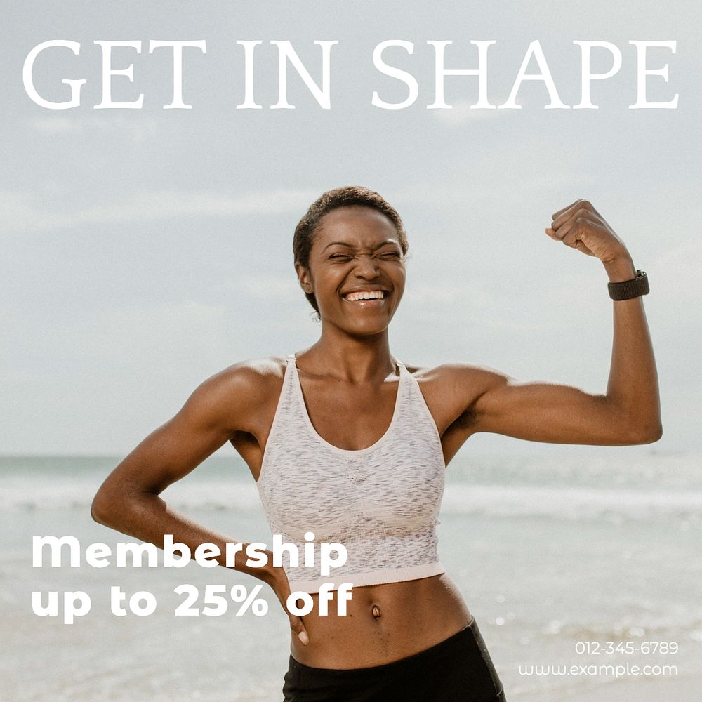 Get in shape Instagram post template, editable text