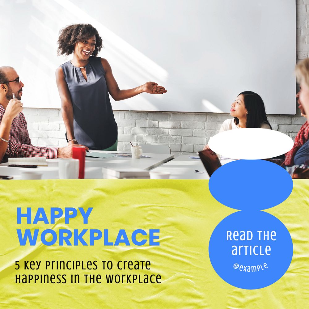 Happy workplace Instagram post template, editable design