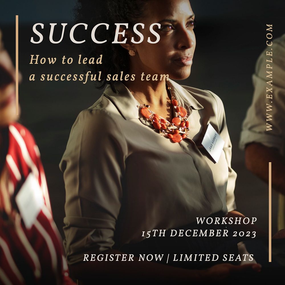 Team success workshop  Instagram post template, editable text