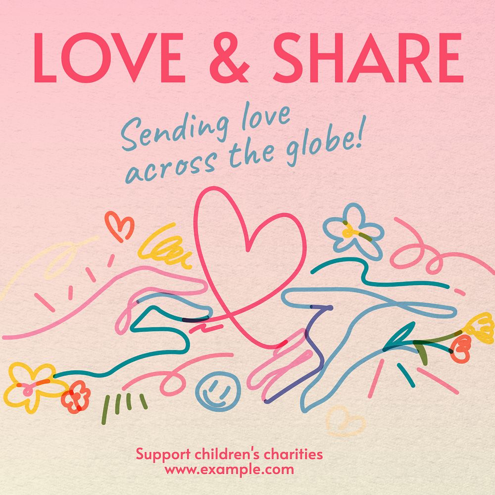 Children charities Instagram post template, editable text