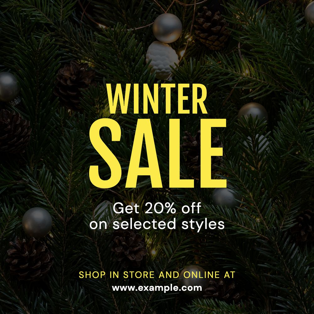 Winter sale  Instagram post template, editable text