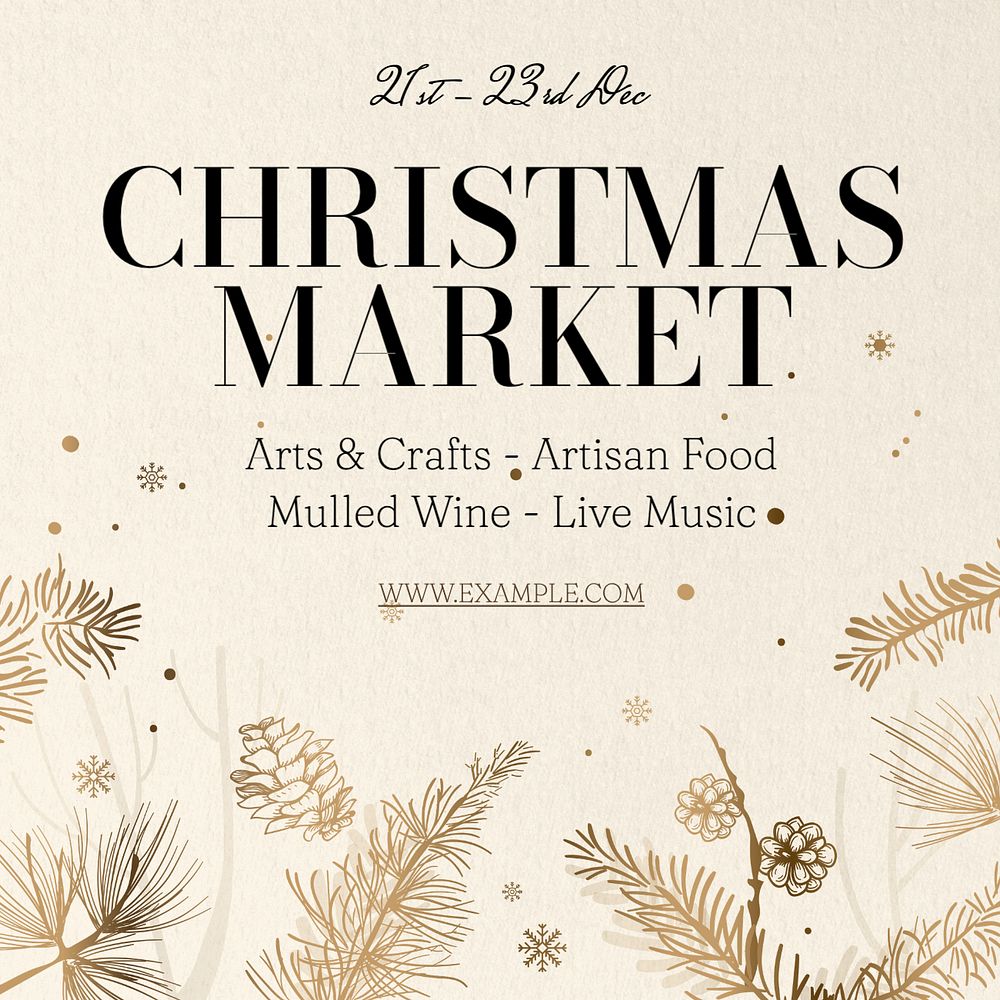 Christmas market Instagram post template, editable text