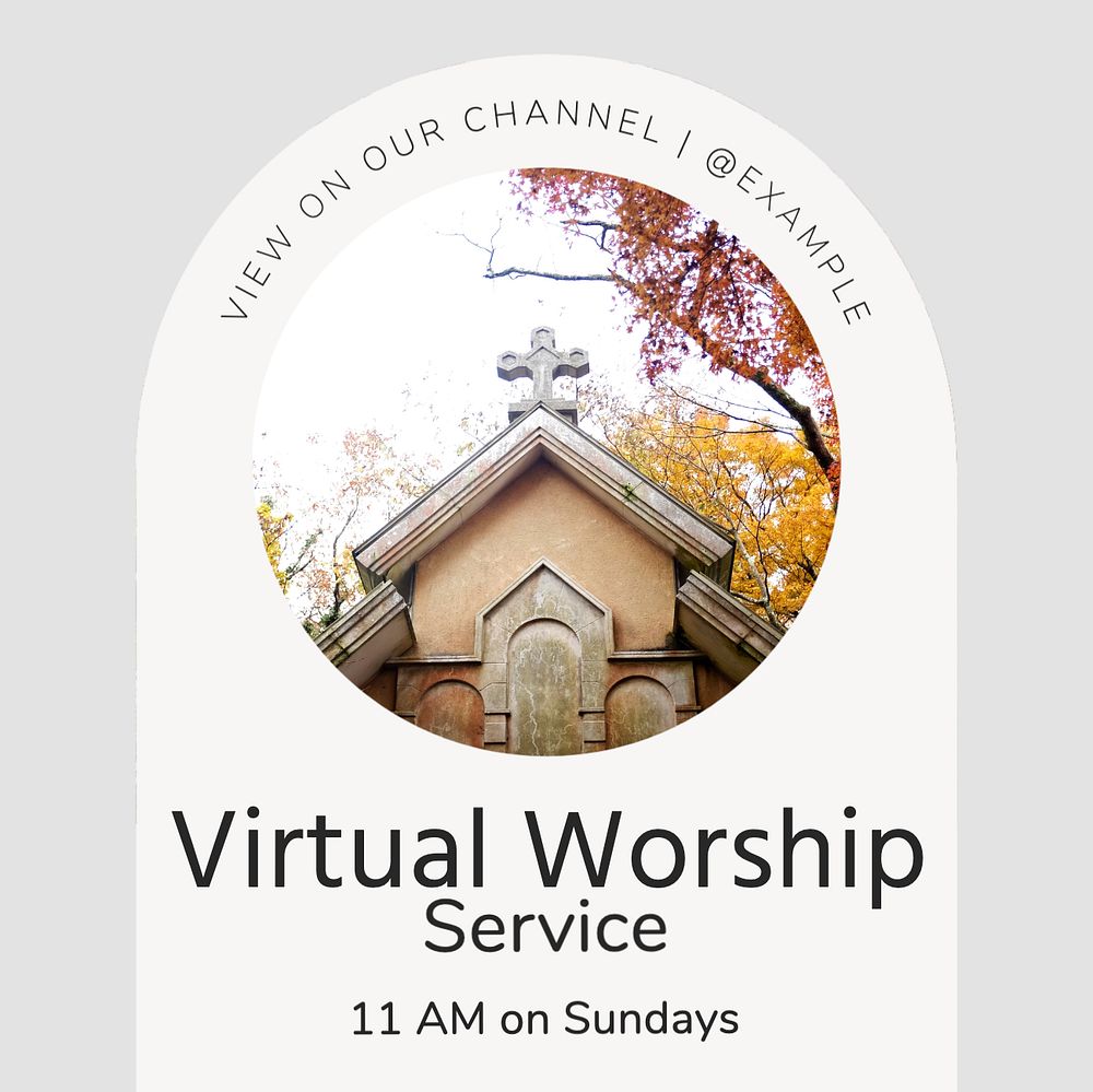 Virtual worship Instagram post template, editable text