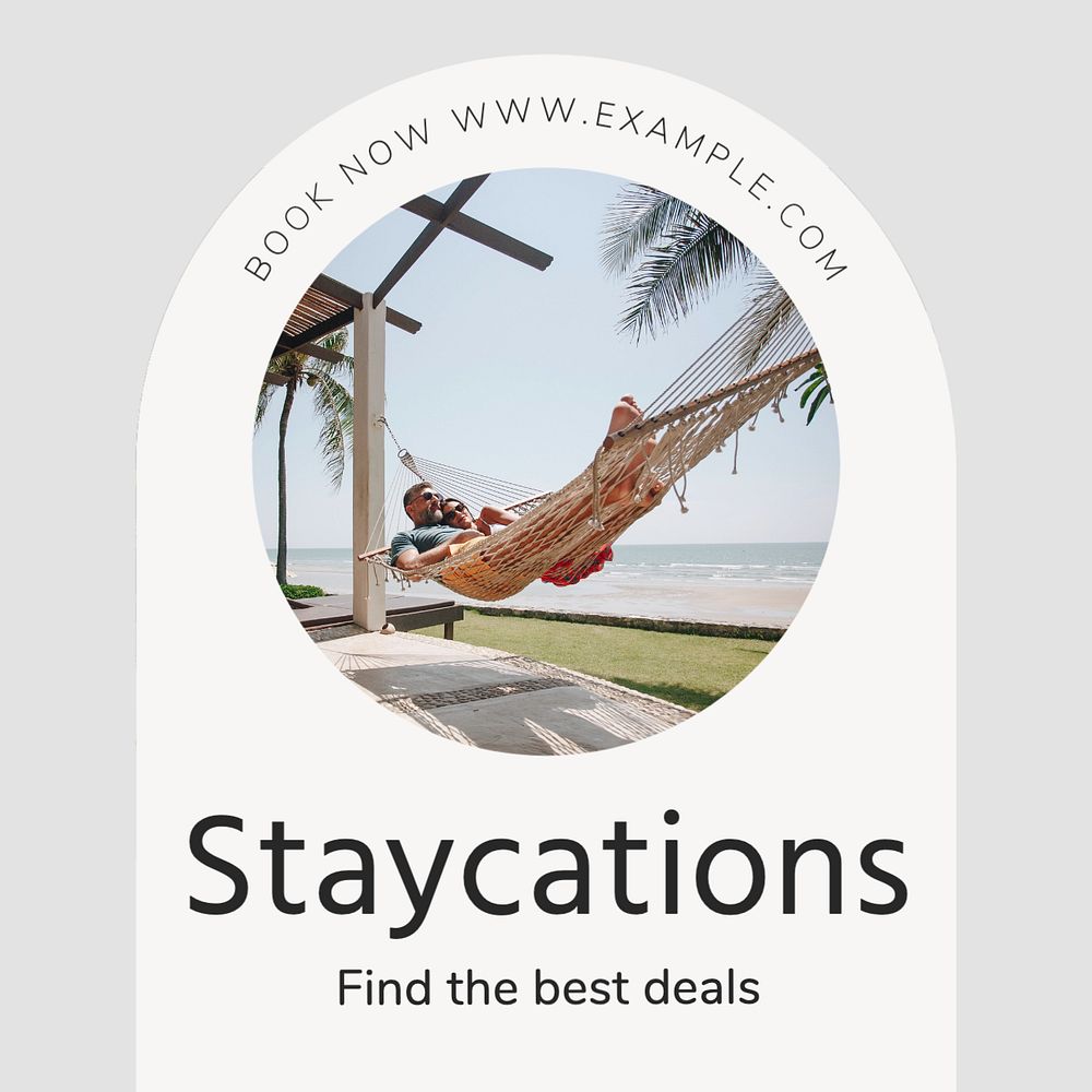 Staycations Instagram post template, editable text