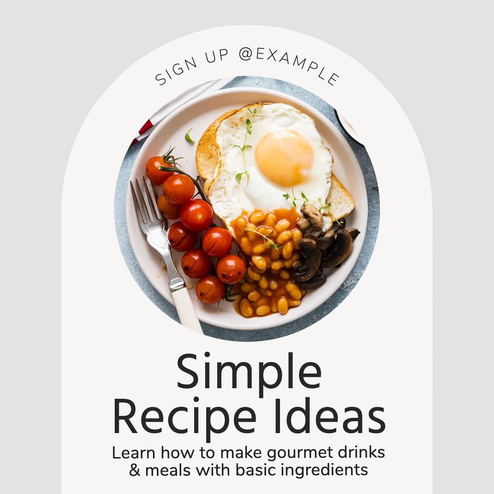 Recipe ideas Instagram post template, editable text