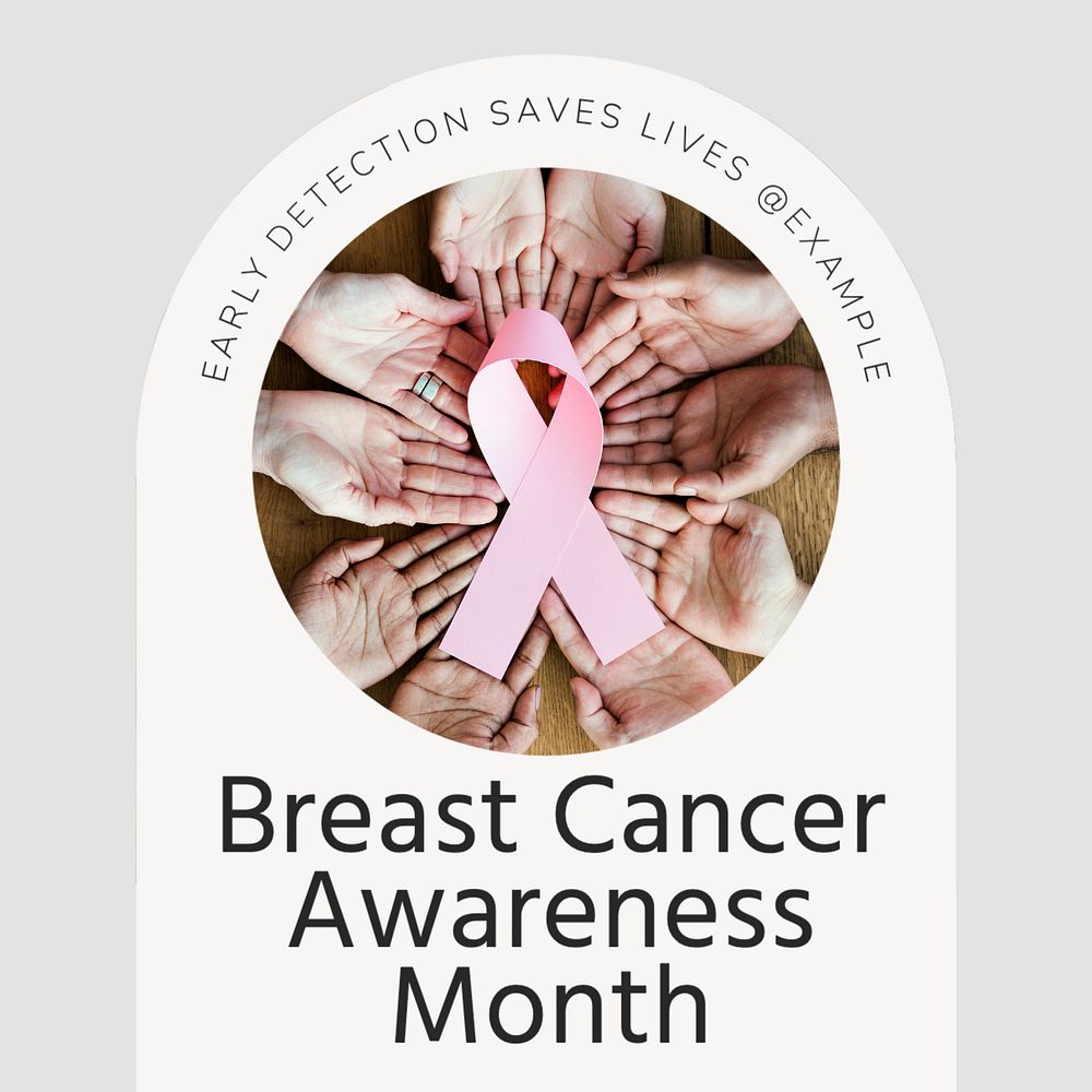 Breast cancer awareness Instagram post template, editable text