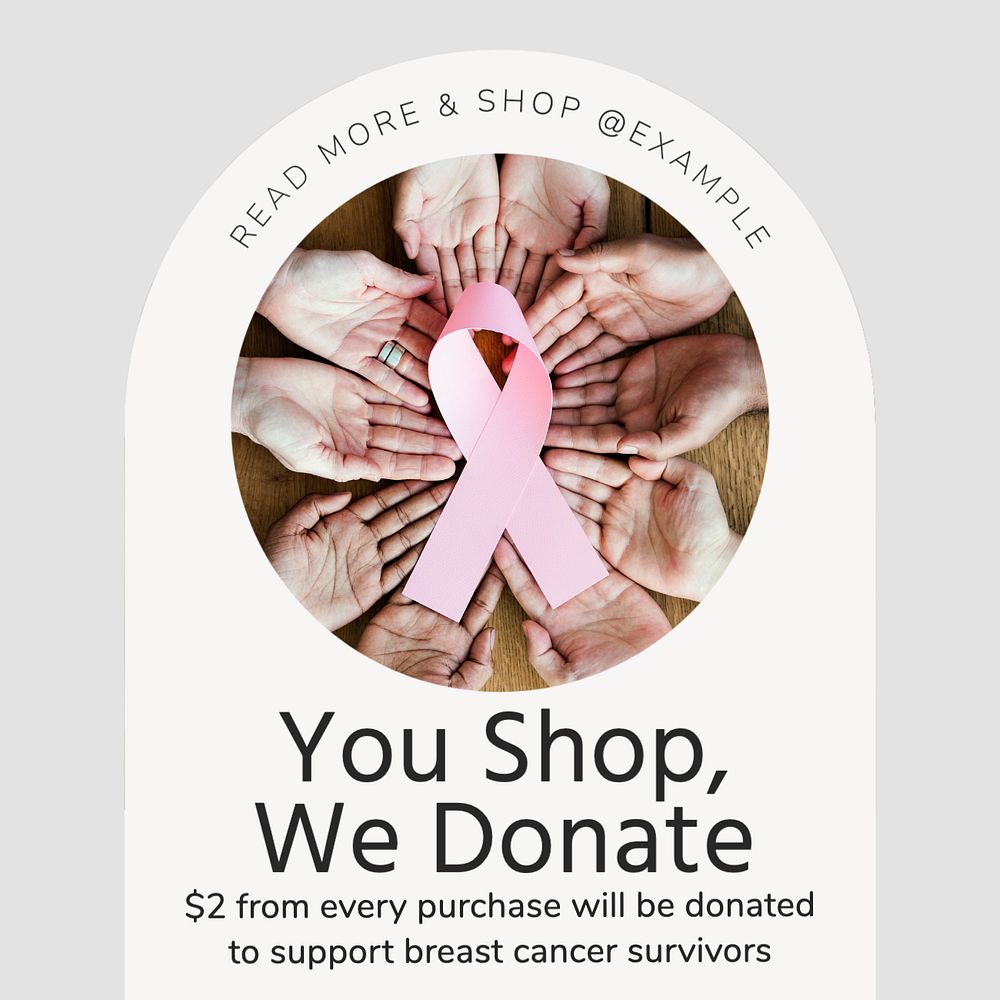 Breast cancer campaign Instagram post template, editable text