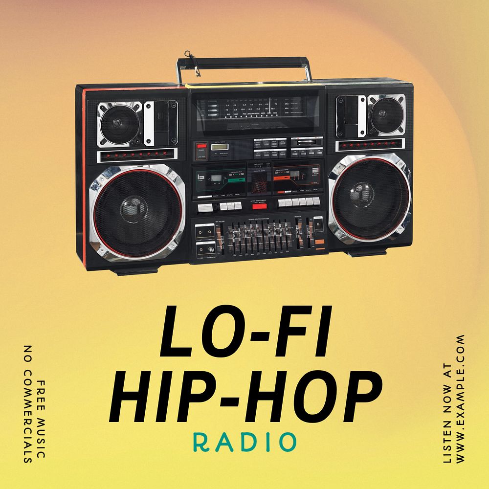 Hip-Hop radio Instagram post template, editable design