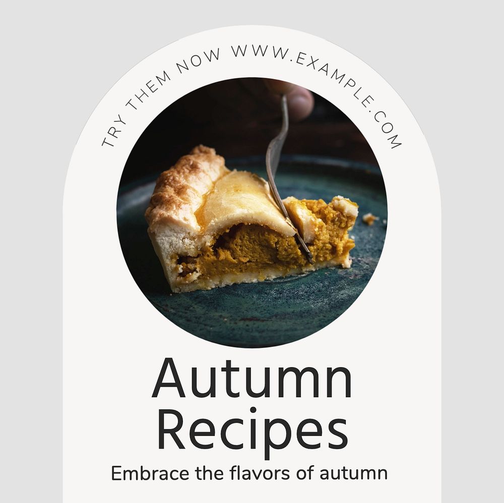 Autumn recipe Instagram post template, editable text