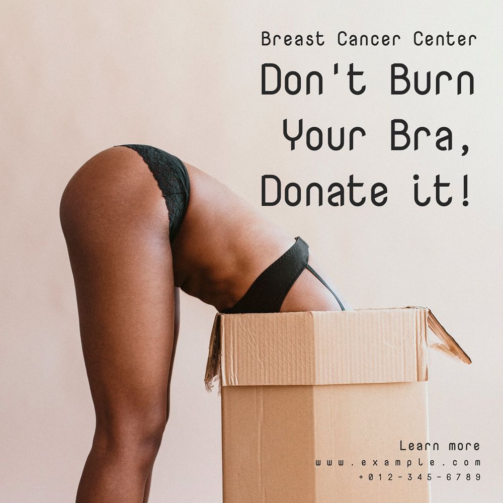 Bra donation  Instagram post template, editable text