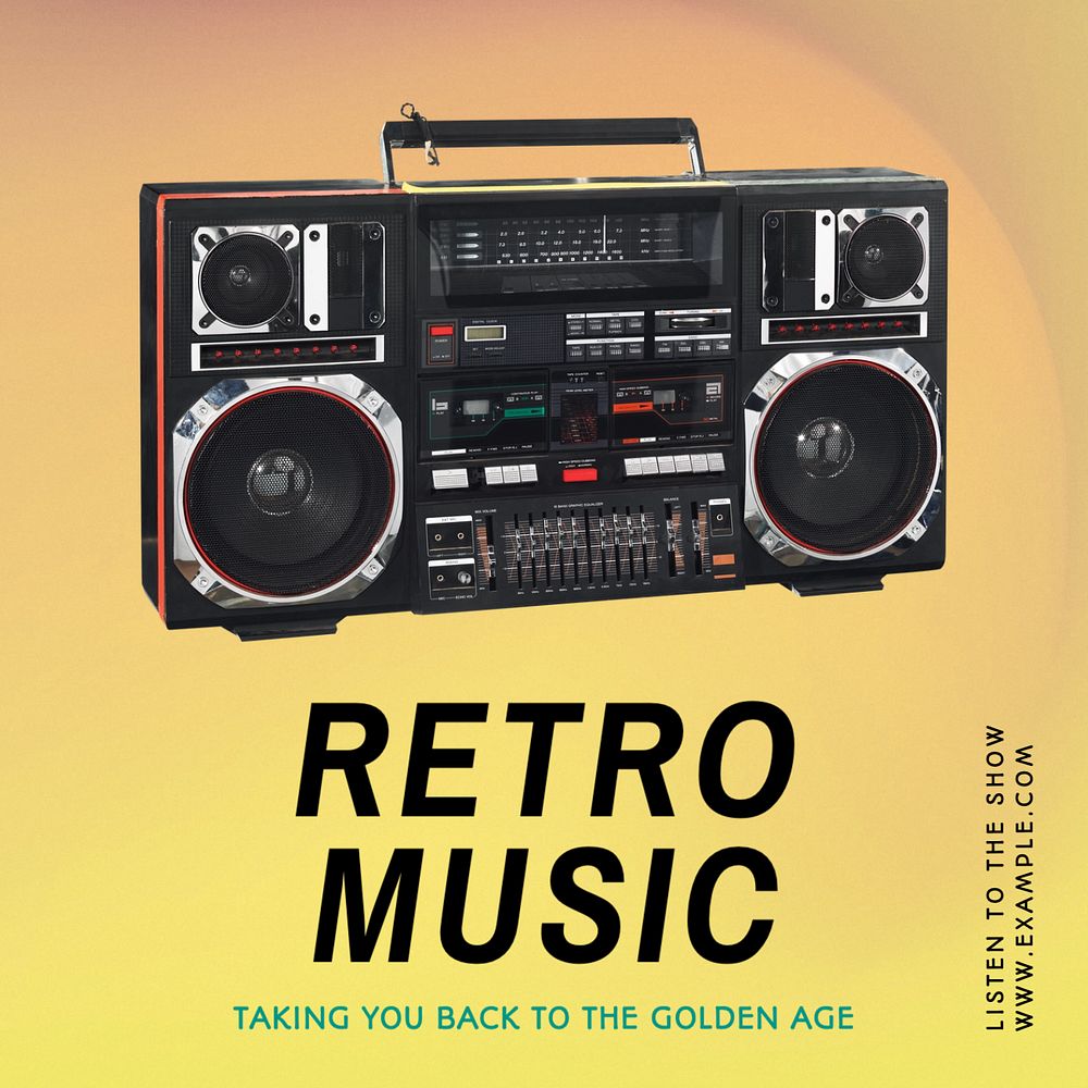 Retro music Instagram post template, editable design